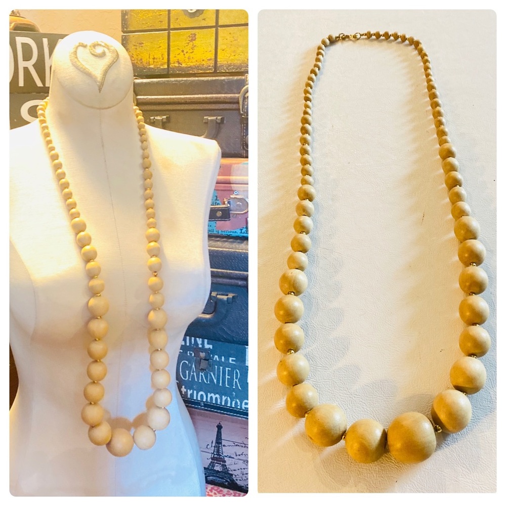 Kenneth Jay Lane Graduate Wood Jumbo Bead Necklace
